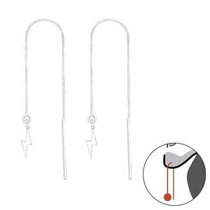 Sterling Silver Lightning Bolt Dangle Threader Earrings
